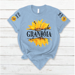 Lofaris Summer Sunflowers Grandma And Kids Custom T - Shirt