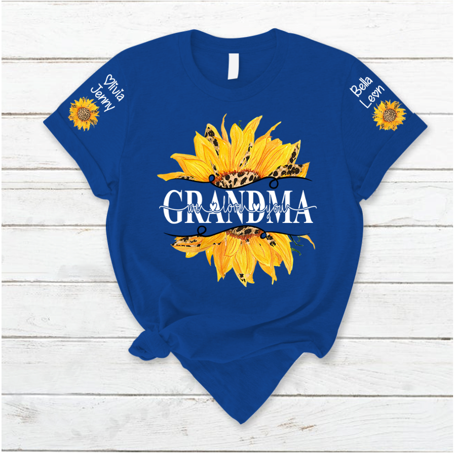 Lofaris Summer Sunflowers Grandma And Kids Custom T - Shirt