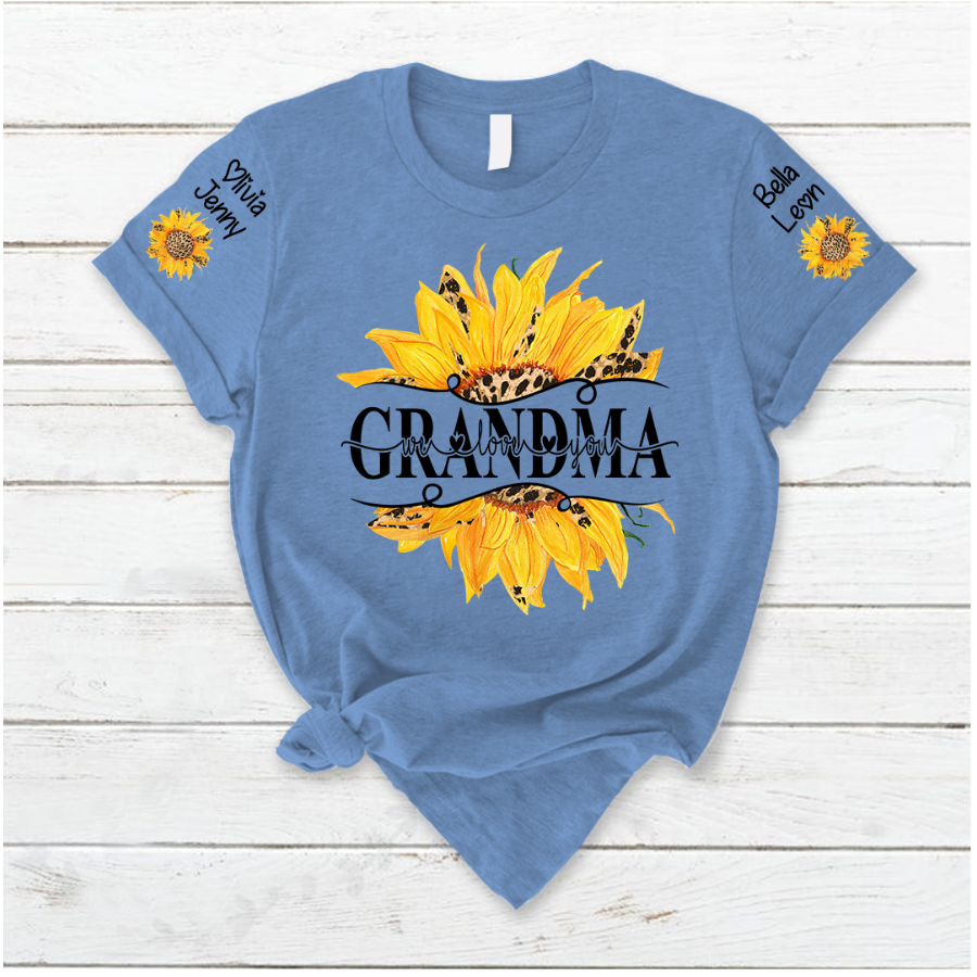 Lofaris Summer Sunflowers Grandma And Kids Custom T - Shirt