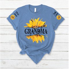 Lofaris Summer Sunflowers Grandma And Kids Custom T - Shirt