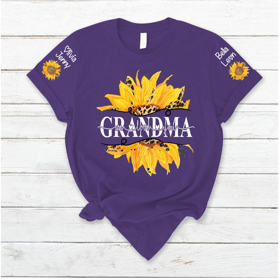 Lofaris Summer Sunflowers Grandma And Kids Custom T - Shirt