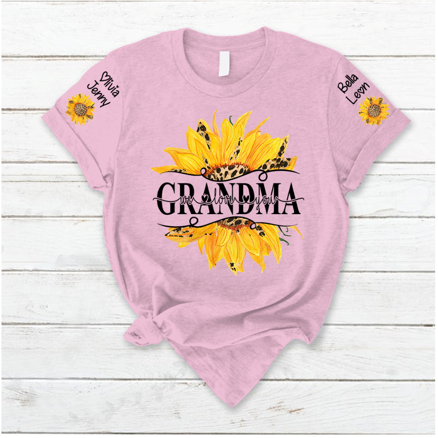 Lofaris Summer Sunflowers Grandma And Kids Custom T - Shirt