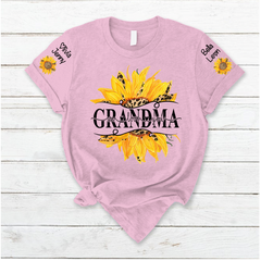 Lofaris Summer Sunflowers Grandma And Kids Custom T - Shirt