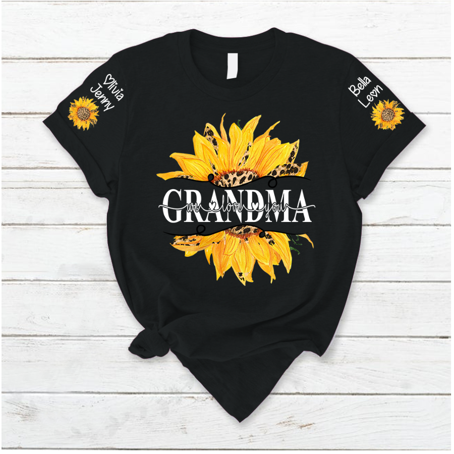 Lofaris Summer Sunflowers Grandma And Kids Custom T - Shirt