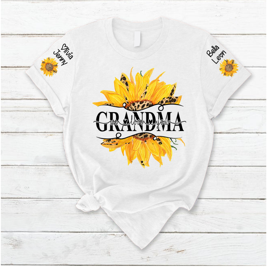 Lofaris Summer Sunflowers Grandma And Kids Custom T - Shirt