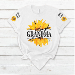 Lofaris Summer Sunflowers Grandma And Kids Custom T - Shirt
