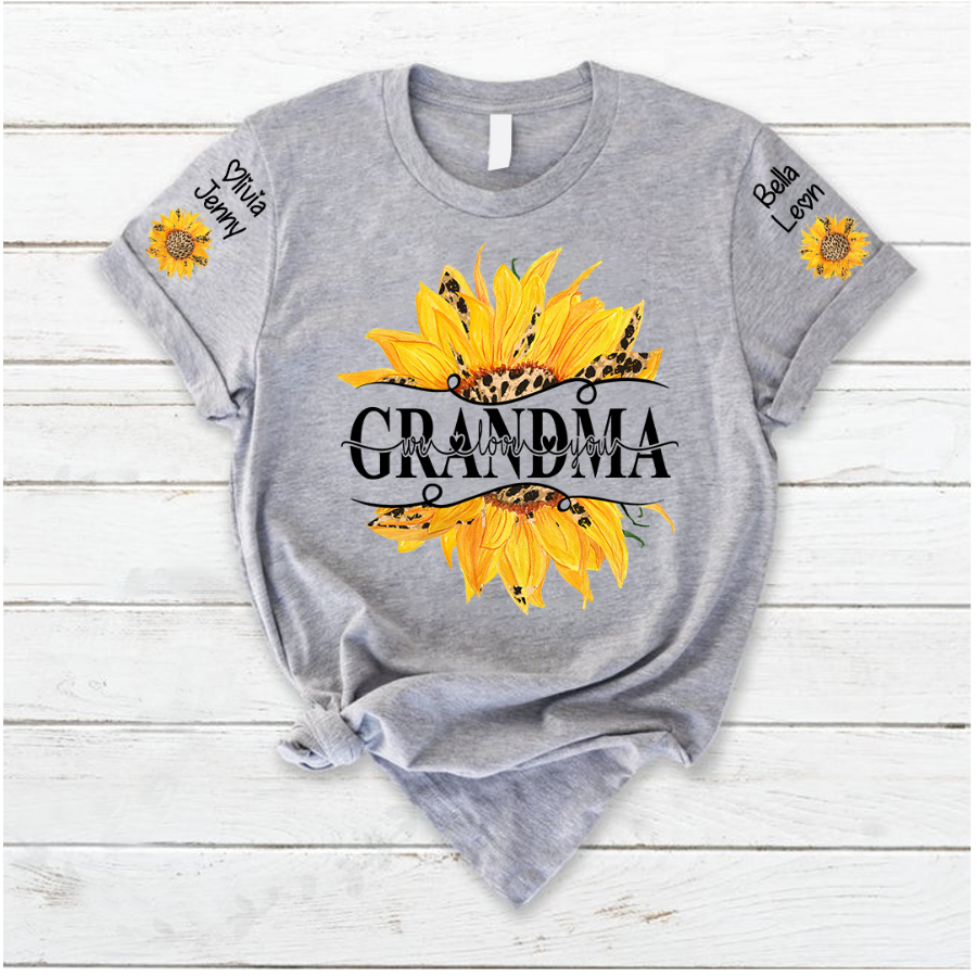 Lofaris Summer Sunflowers Grandma And Kids Custom T - Shirt