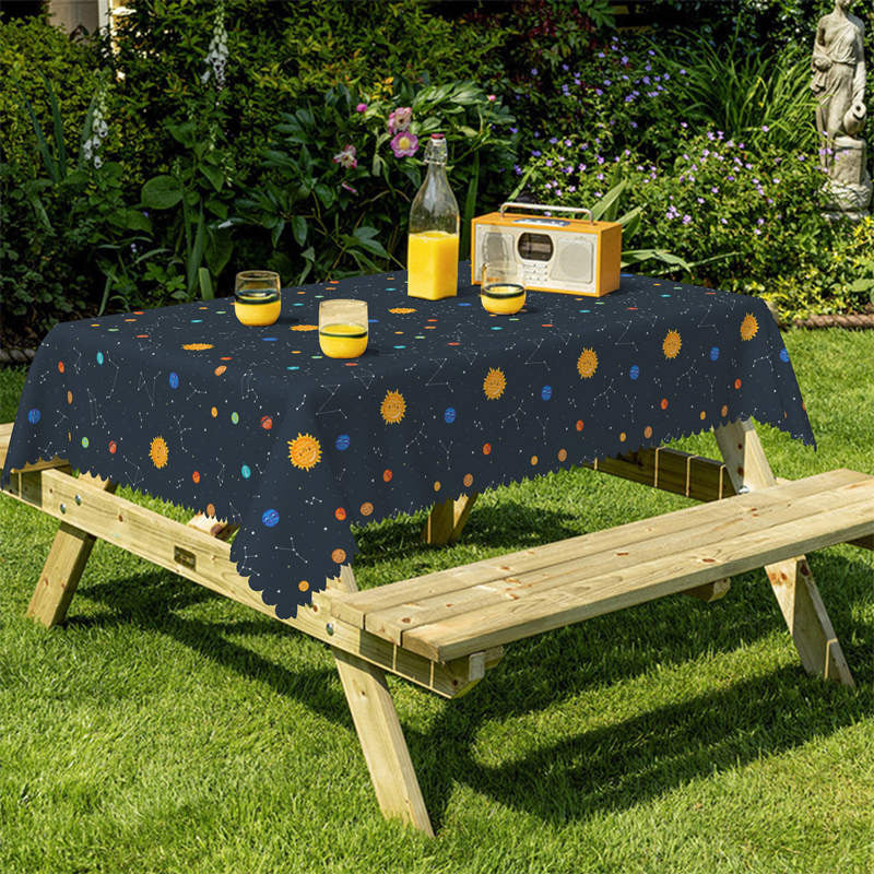 Lofaris Sun Navy Blue Galaxy Picnic Rectangle Tablecloth