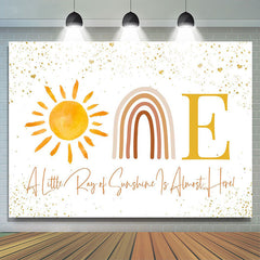 Lofaris Sun Rainbow Golden Glitter 1st Birthday Backdrop