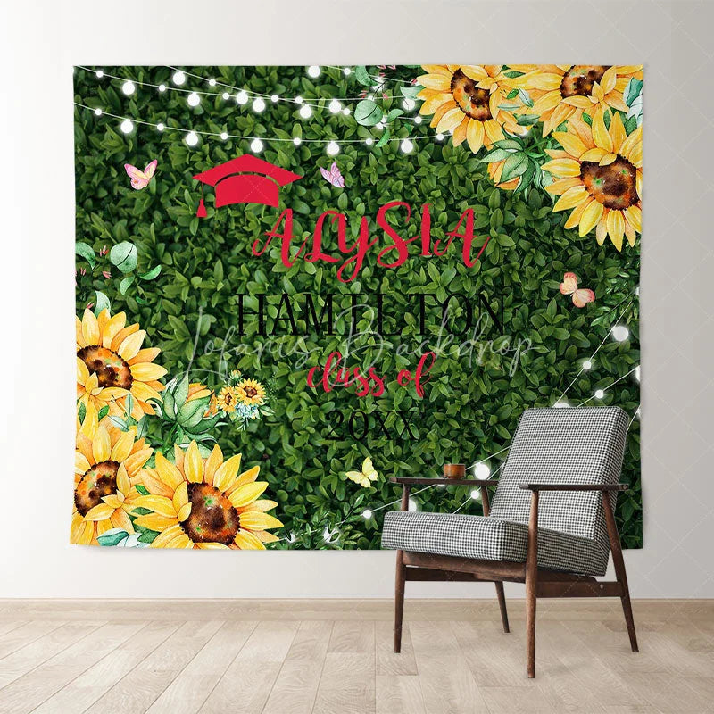 Lofaris Sunflower And Green Leaves Bright Class Of 2022 Backdrop