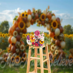 Lofaris Sunflower Field Arch Birthday Cake Smash Backdrop