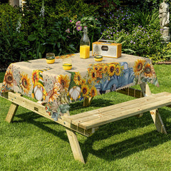 Lofaris Sunflower With Christmas Doll Rectangle Tablecloth