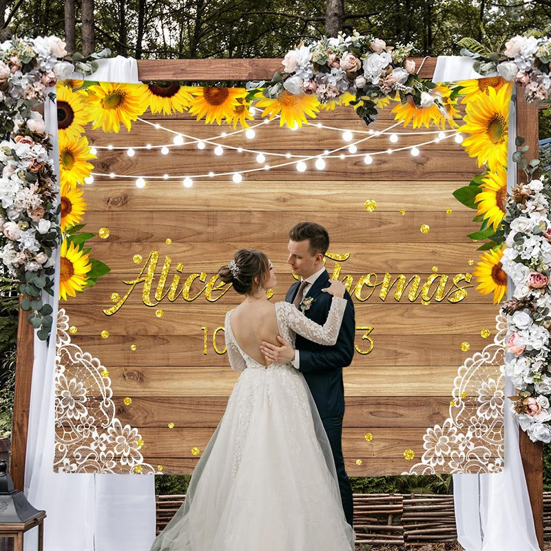 Lofaris Sunflower Wood Betters Togethers Bridal Shower Backdrop