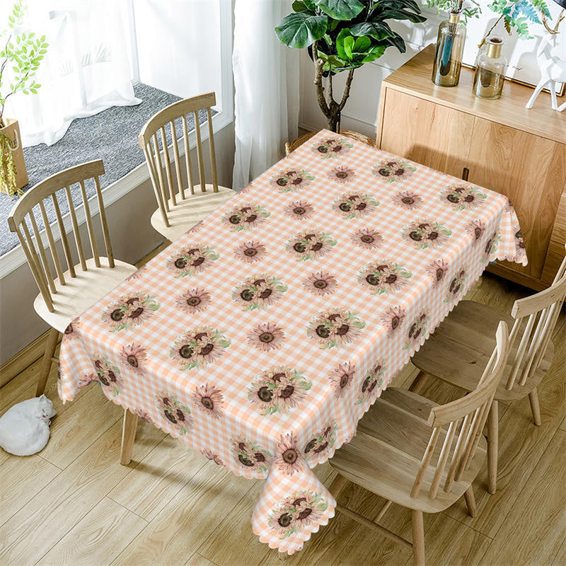 Lofaris Sunflower Yellow White Plaid Rectangle Tablecloth