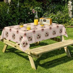 Lofaris Sunflower Yellow White Plaid Rectangle Tablecloth