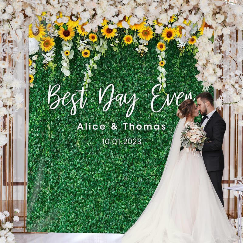 Lofaris Sunflowers And Green Leaves Wedding Party Backdrop