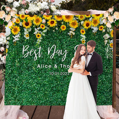 Lofaris Sunflowers And Green Leaves Wedding Party Backdrop