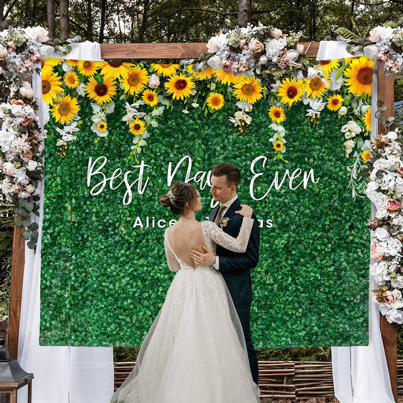 Lofaris Sunflowers And Green Leaves Wedding Party Backdrop