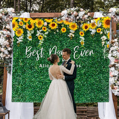 Lofaris Sunflowers And Green Leaves Wedding Party Backdrop