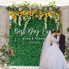Lofaris Sunflowers And Green Leaves Wedding Party Backdrop
