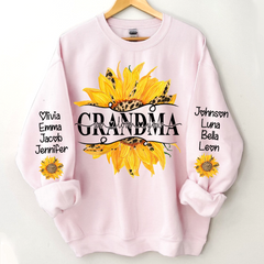 Lofaris Sunflowers Grandma And Kids Custom Name Sweatshirt