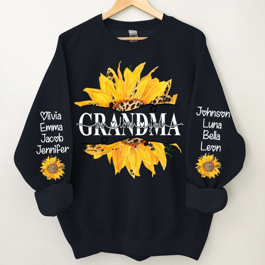 Lofaris Sunflowers Grandma And Kids Custom Name Sweatshirt