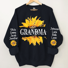 Lofaris Sunflowers Grandma And Kids Custom Name Sweatshirt