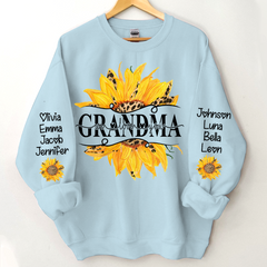 Lofaris Sunflowers Grandma And Kids Custom Name Sweatshirt