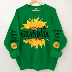 Lofaris Sunflowers Grandma And Kids Custom Name Sweatshirt