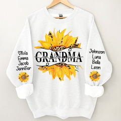 Lofaris Sunflowers Grandma And Kids Custom Name Sweatshirt
