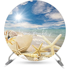 Lofaris Sunlight Hawaii Beach Sky Round Birthday Backdrop