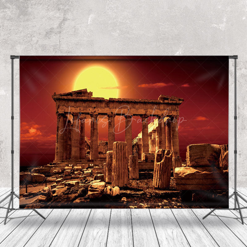 Lofaris Sunset Ancient Greek Temple Architecture Backdrop