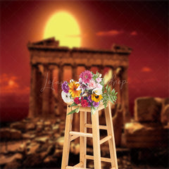 Lofaris Sunset Ancient Greek Temple Architecture Backdrop