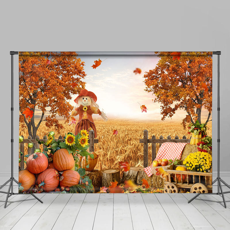 Lofaris Sunset Maple Tree Pumpkin Gold Rye Autumn Backdrop