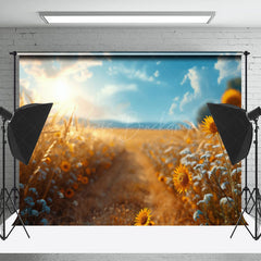 Lofaris Sunshine Sunfloral Field Summer Backdrop For Photo