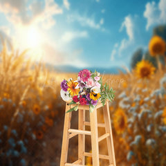 Lofaris Sunshine Sunfloral Field Summer Backdrop For Photo