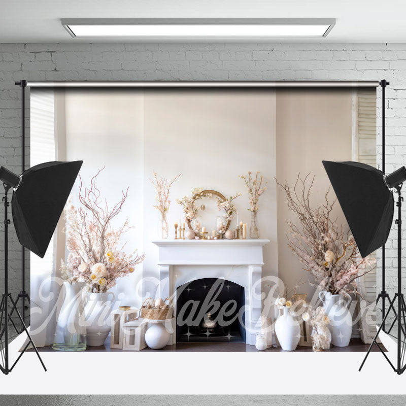 Lofaris Sunshine Window Wall Floral Fireplace Photo Backdrop