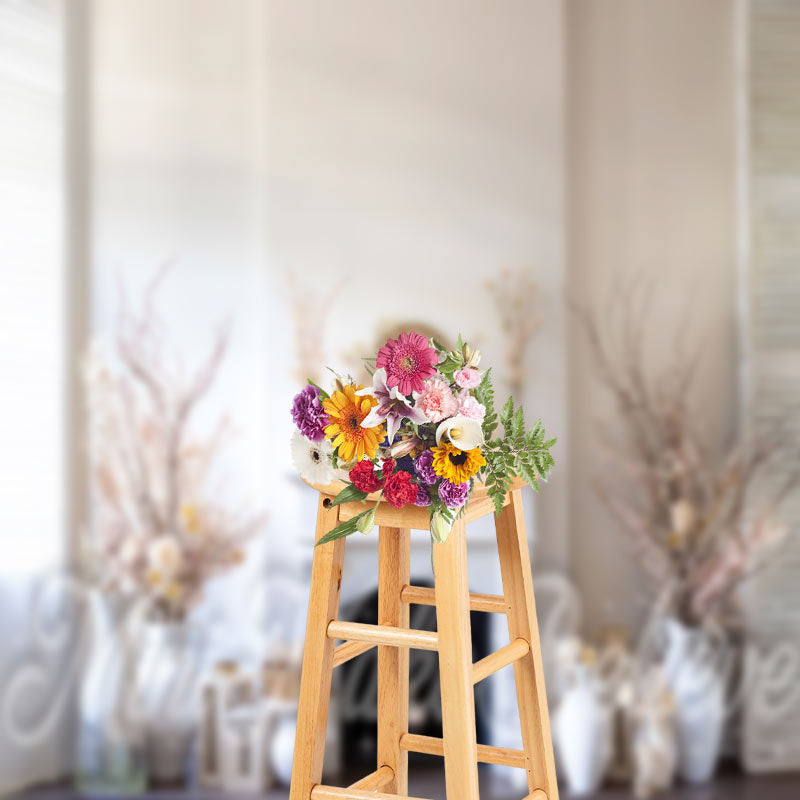 Lofaris Sunshine Window Wall Floral Fireplace Photo Backdrop