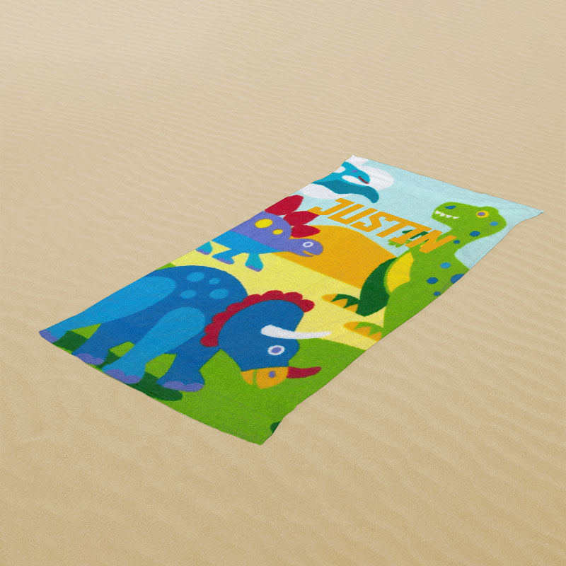 Lofaris Surf Dino Kids Custom Summer Beach Towel