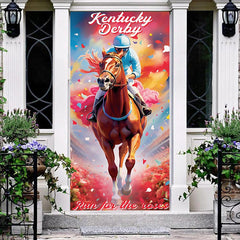 Lofaris Surreal Handsome Running Horse Flower Door Cover