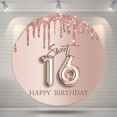 Lofaris Sweet 16 Rose Pink Birthday Round Backdrop Cover