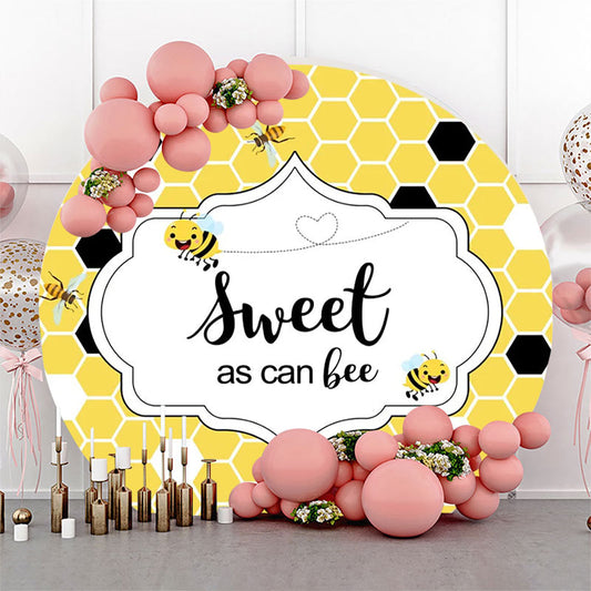 Lofaris Sweet As Can Bee Honeycomb Round Baby Shower Backdrop
