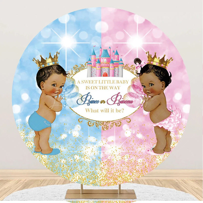 Lofaris Sweet Baby Graffiti Round Gender Reveal Backdrop