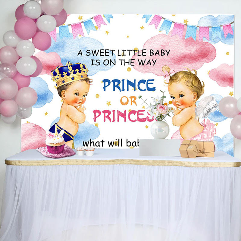Lofaris Sweet Baby Pink Blue Cloud Gender Reveal Backdrop