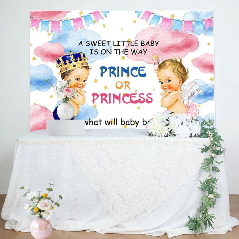 Lofaris Sweet Baby Pink Blue Cloud Gender Reveal Backdrop