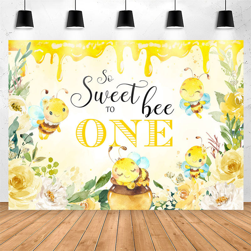Lofaris Sweet Bee To One Honey Yellow 1st Birthday Backdrop