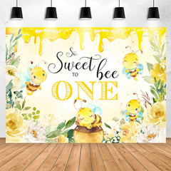 Lofaris Sweet Bee To One Honey Yellow 1st Birthday Backdrop