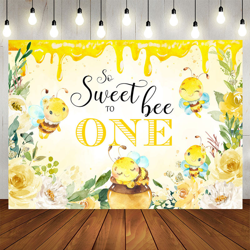 Lofaris Sweet Bee To One Honey Yellow 1st Birthday Backdrop