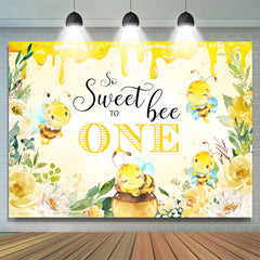 Lofaris Sweet Bee To One Honey Yellow 1st Birthday Backdrop