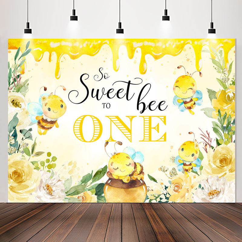 Lofaris Sweet Bee To One Honey Yellow 1st Birthday Backdrop
